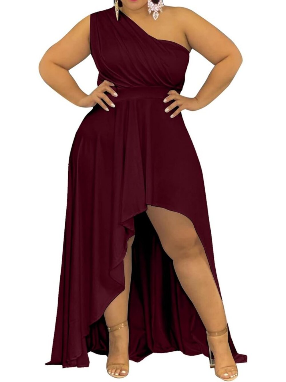 Plus Size One Shoulder Irregular Maxi Dress | Elegant Cocktail Evening Gown